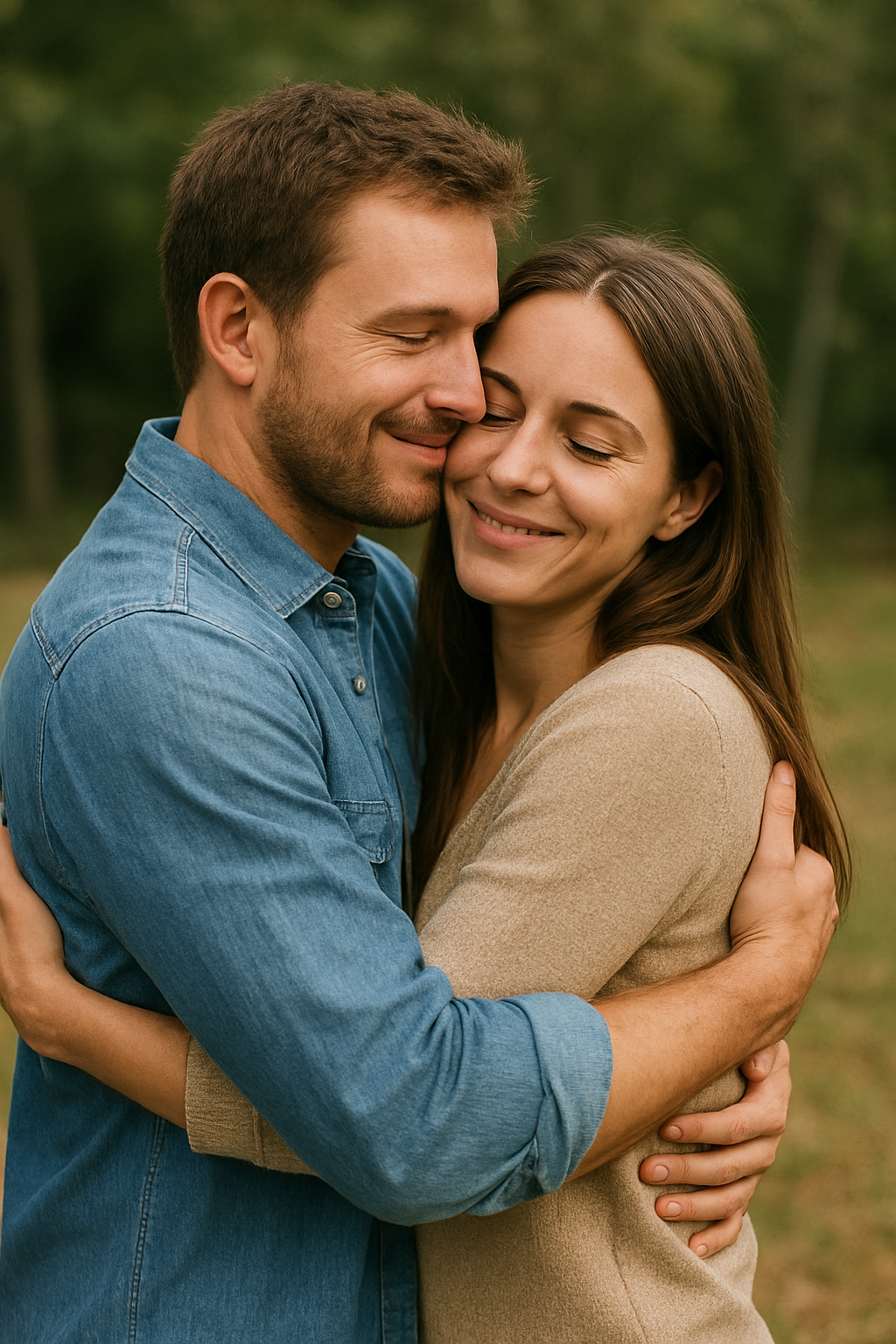 Friends hugging in a warm, caring moment